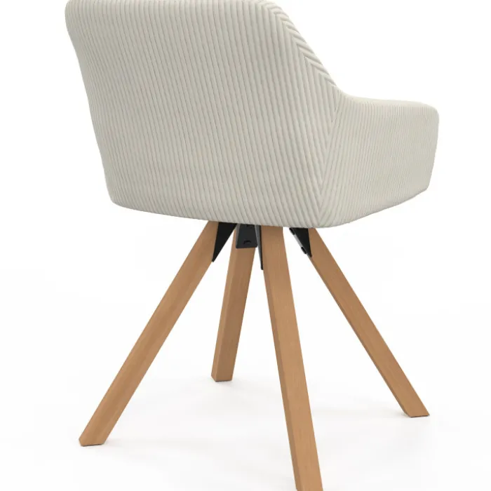 Lot de 2 chaises pivotantes fauteuils de table en velours côtelé beige