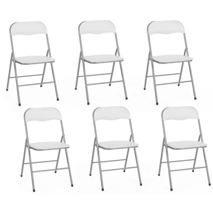 Lot de 6 chaises pliantes blanches d’intérieur