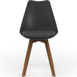 Lot de 6 chaises scandinaves noires avec coussin
