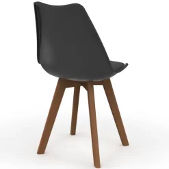 Lot de 6 chaises scandinaves noires avec coussin