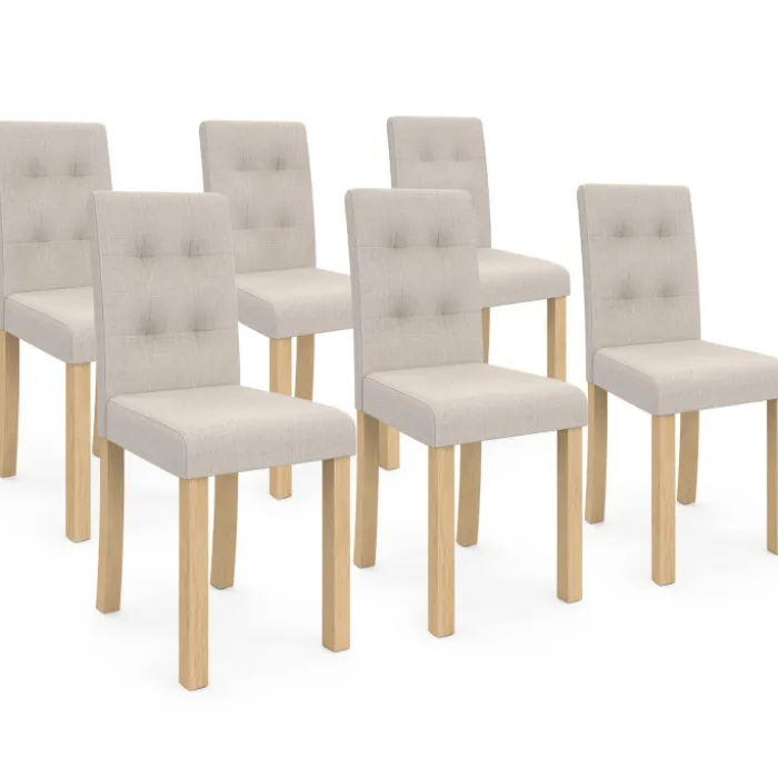 Lot de 6 chaises scandinaves capitonnées beiges