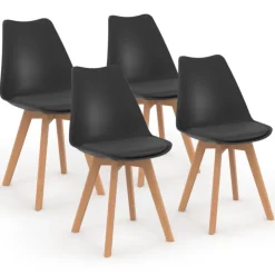 Lot de 4 chaises scandinaves noires