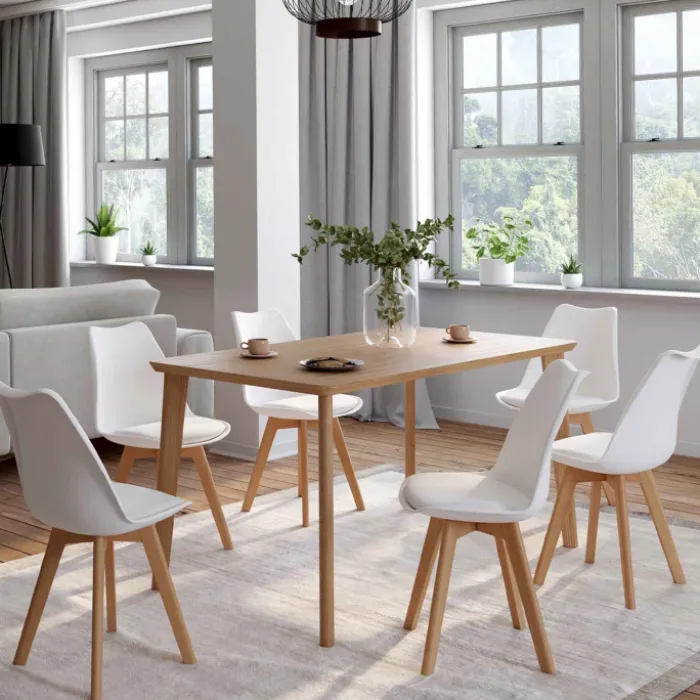 Lot de 6 chaises scandinaves blanches