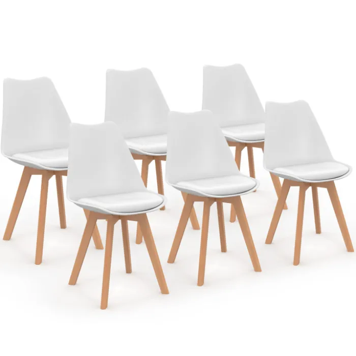 Lot de 6 chaises scandinaves blanches