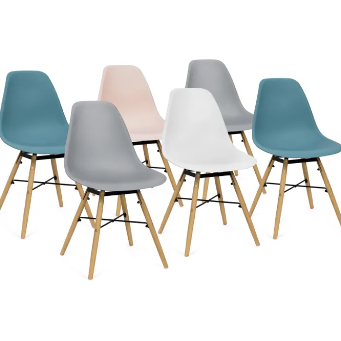 Lot de 6 chaises scandinaves couleur pastel