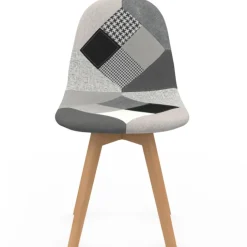 Lot de 4 chaises scandinaves patchwork noir gris blancs