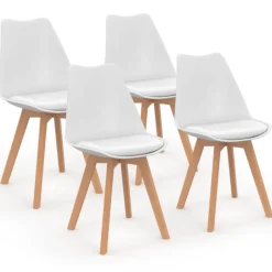 Lot de 4 chaises scandinaves blanches