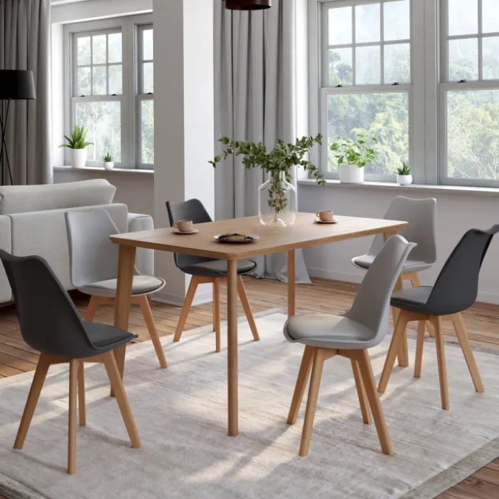 lot de 6 chaises scandinaves gris foncé et gris clair mix color