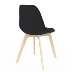 Lot de 6 chaises scandinaves en tissu noir avec assises rembourrées