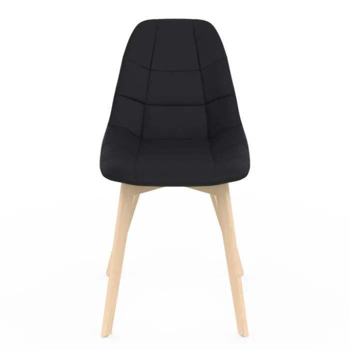 Lot de 6 chaises scandinaves en tissu noir avec assises rembourrées