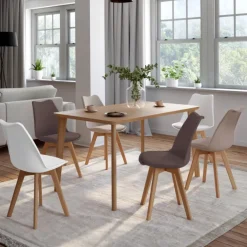 Lot de 6 chaises scandinaves mix color taupe, beige et blanc