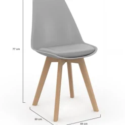 Lot de 6 chaises scandinaves mix color bleues, grises et jaunes