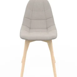 Lot de 6 chaises scandinaves en tissu beige pieds en bois