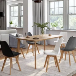 Lot de 6 chaises scandinaves mix color gris foncé, blanc, noir et velours patchworks
