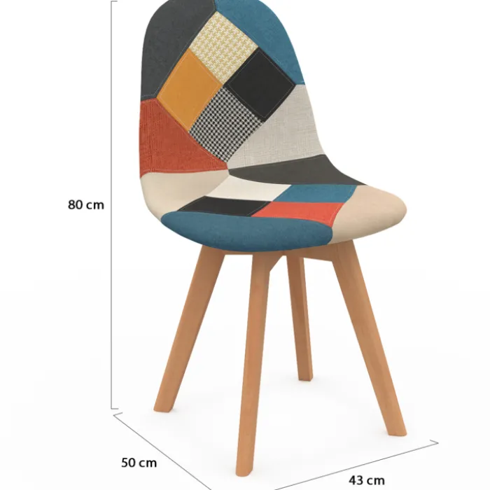 Lot de 2 chaises scandinaves patchworks multicolores