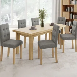 Lot de 6 chaises scandinaves capitonnées grises
