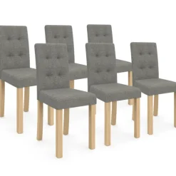Lot de 6 chaises scandinaves capitonnées grises
