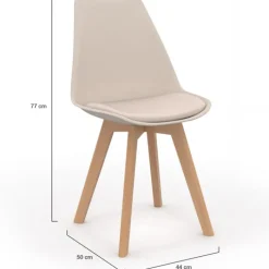 Lot de 4 chaises scandinaves beige pour salle à manger