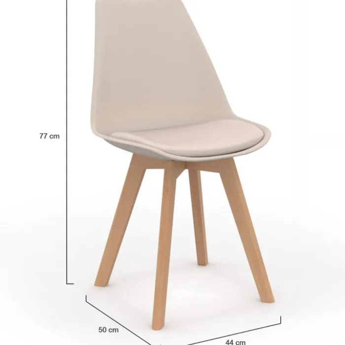Lot de 4 chaises scandinaves beige pour salle à manger