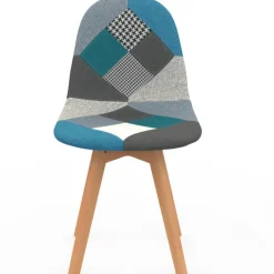 Lot de 2 chaises scandinaves patchworks bleus