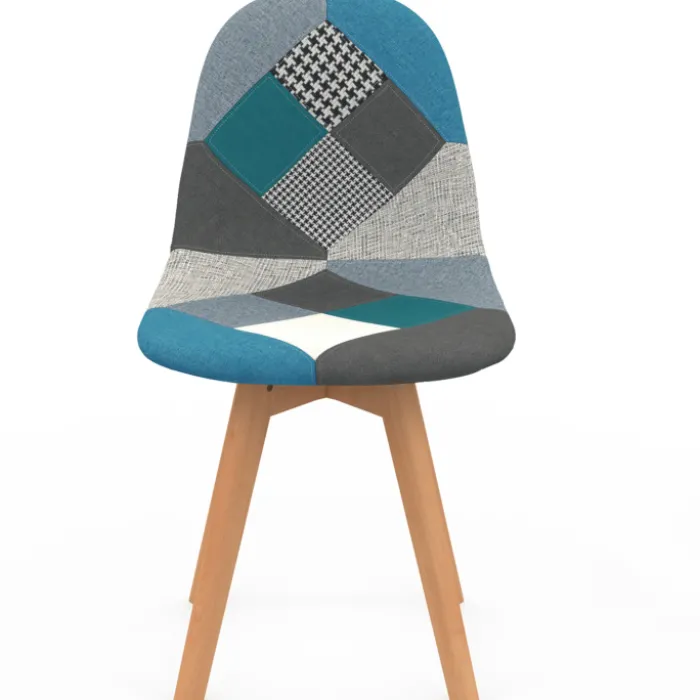 Lot de 2 chaises scandinaves patchworks bleus