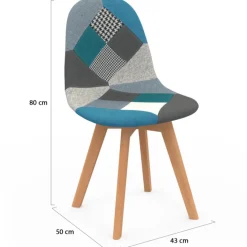 Lot de 2 chaises scandinaves patchworks bleus