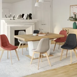 Lot de 6 chaises scandinaves mix color gris foncé x2, terracotta x2, beige x2