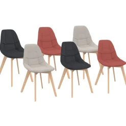 Lot de 6 chaises scandinaves mix color gris foncé x2, terracotta x2, beige x2