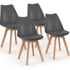 Lot de 4 chaises scandinaves grises