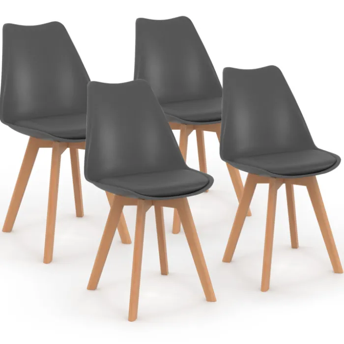 Lot de 4 chaises scandinaves grises