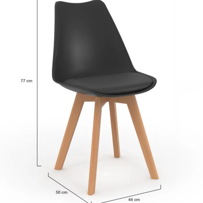 Lot de 8 chaises scandinaves noires pour salle à manger