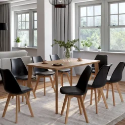 Lot de 8 chaises scandinaves noires pour salle à manger