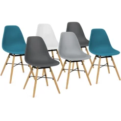 Lot de 6 chaises style scandinave 4 couleurs
