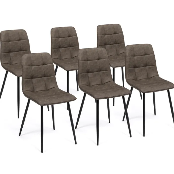 Lot de 6 chaises vintage en PU marron