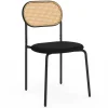 Lot de 4 chaises vintage en métal avec dossier cannage arrondi