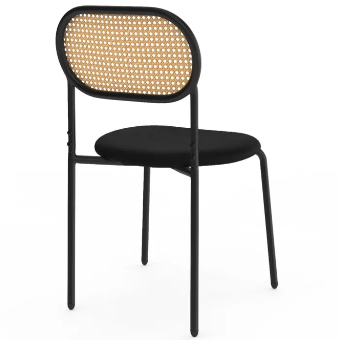 Lot de 4 chaises vintage en métal avec dossier cannage arrondi