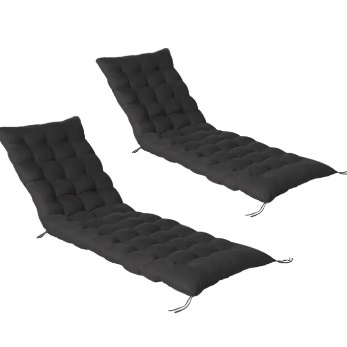 Lot de 2 coussins de transat noirs universels 180 cm
