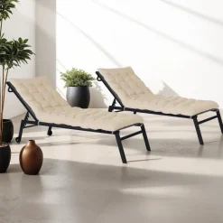 Lot de 2 coussins universels de transat 180 cm beige