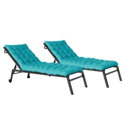 Lot de 2 coussins universels de transat 180 cm bleu canard