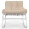 Lot de 2 fauteuils de jardin à bascule blanc coussin beige