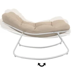 Lot de 2 fauteuils de jardin à bascule blanc coussin beige