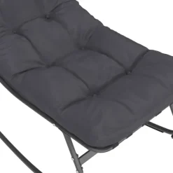 Lot de 2 fauteuils de jardin à bascule métal gris anthracite avec coussins