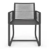 Lot de 2 fauteuils de jardin métal et cordage gris