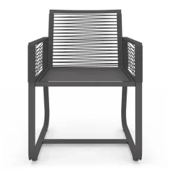 Lot de 2 fauteuils de jardin métal et cordage gris
