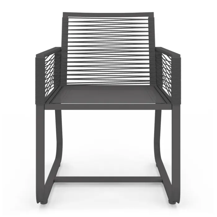 Lot de 2 fauteuils de jardin métal et cordage gris