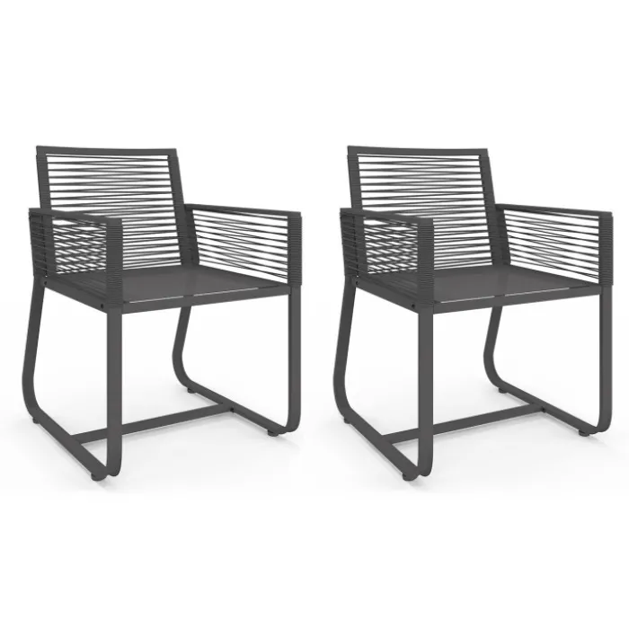 Lot de 2 fauteuils de jardin métal et cordage gris