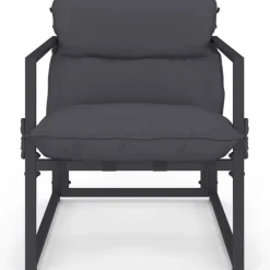 Lot de 2 fauteuils de jardin avec repose pieds gris coussin gris anthracite