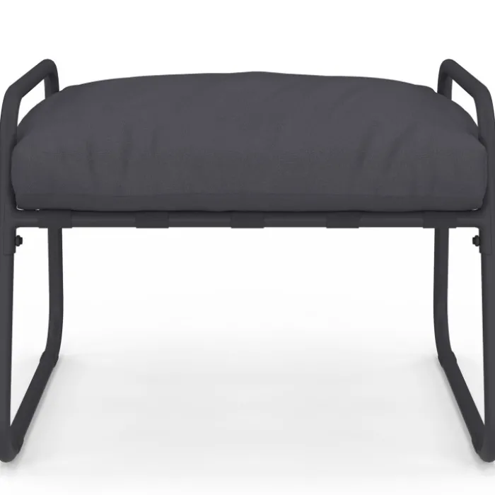 Lot de 2 fauteuils de jardin avec repose pieds gris coussin gris anthracite