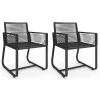 Lot de 2 fauteuils de jardin métal et cordage noir