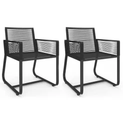 Lot de 2 fauteuils de jardin métal et cordage noir
